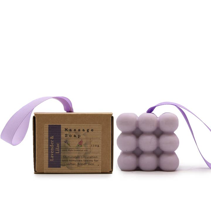 3x Jabones de Masaje Individuales en Caja - Lavanda y Lila para venta al por mayor de AW Artisan