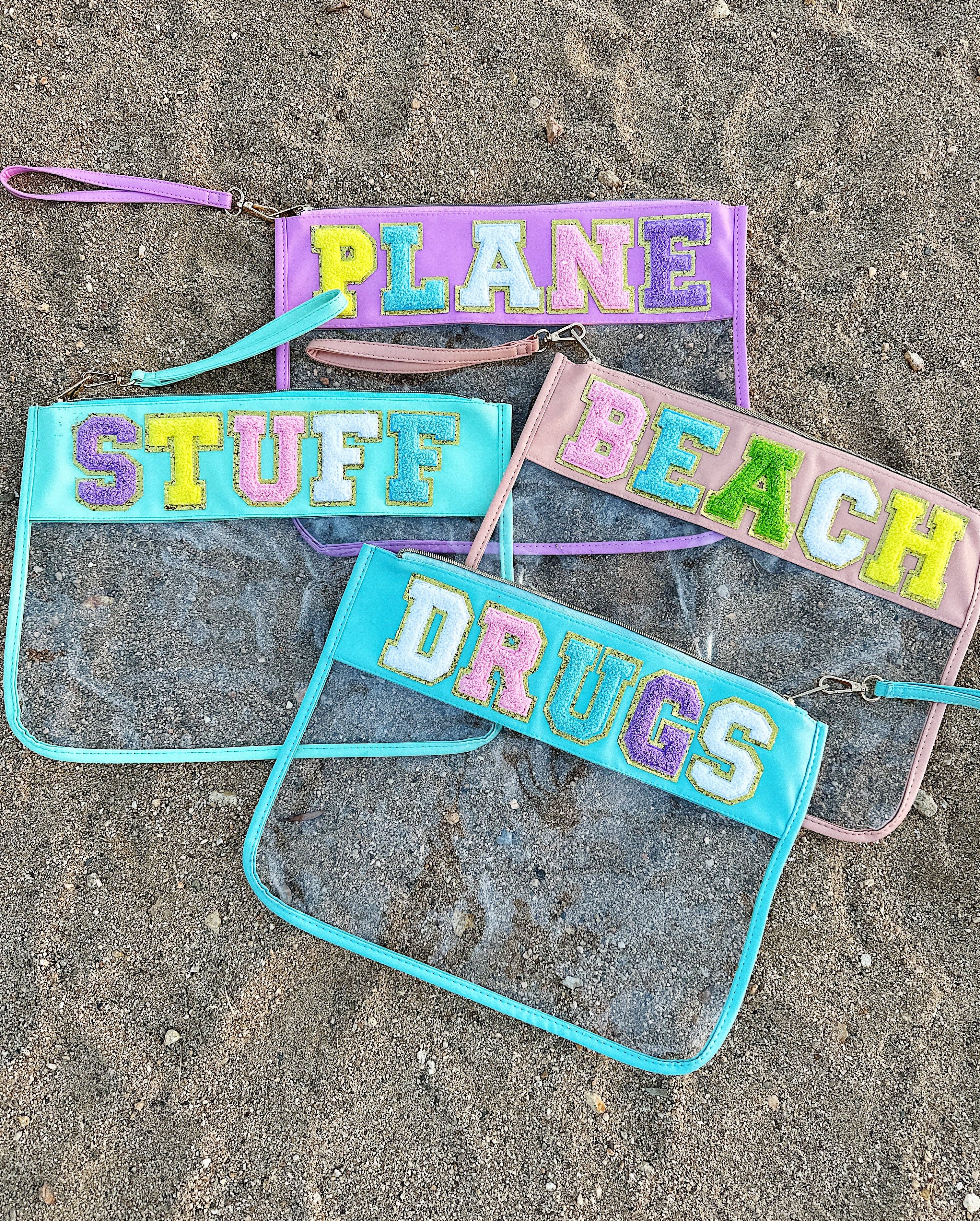 Zona Junkie - Wholesale Pouch - Women's - Chenille Letter Clear Organizer Bag - Extra Large2