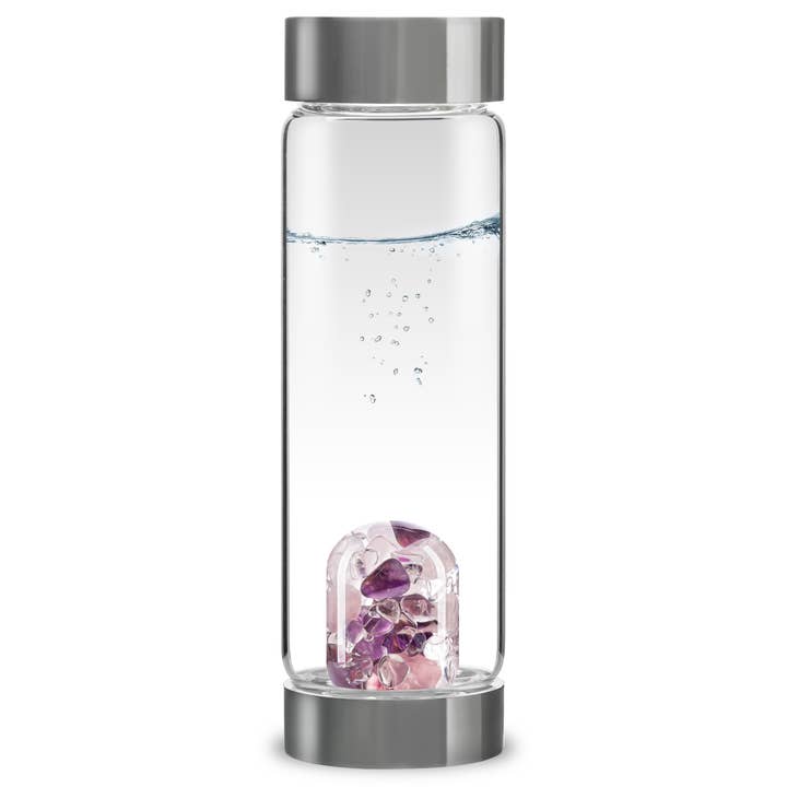 ViA Crystal Water Bottle | WELLNESS w Amethyst & Rose Quartz and other Purchase Wholesale drinking water bottle. Free Returns & Net 60 Terms on Faire trending on Faire.