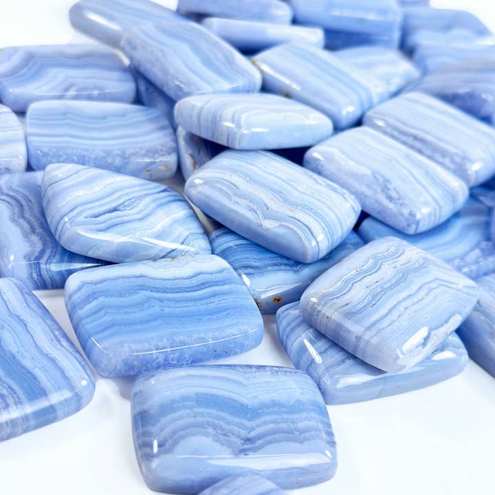 Cabochon rettangolare in agata pizzo blu 30x40mm - Lotto di 75 pezzi per la vendita all'ingrosso da parte di Hartman & Rose