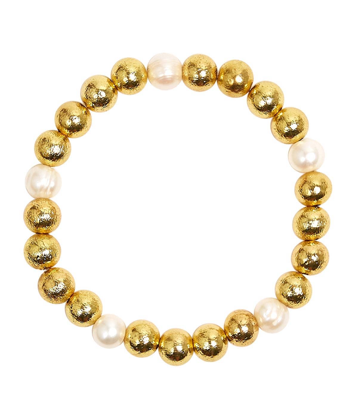 Lisi Lerch - Wholesale Beaded Bracelet - Georgia - Gold  & Freshwater Pearl Beaded Bracelet - WS0