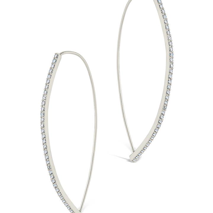 Sterling Forever - Wholesale Hoop Earrings - Isolde CZ Bar Threader Hoop Earring4