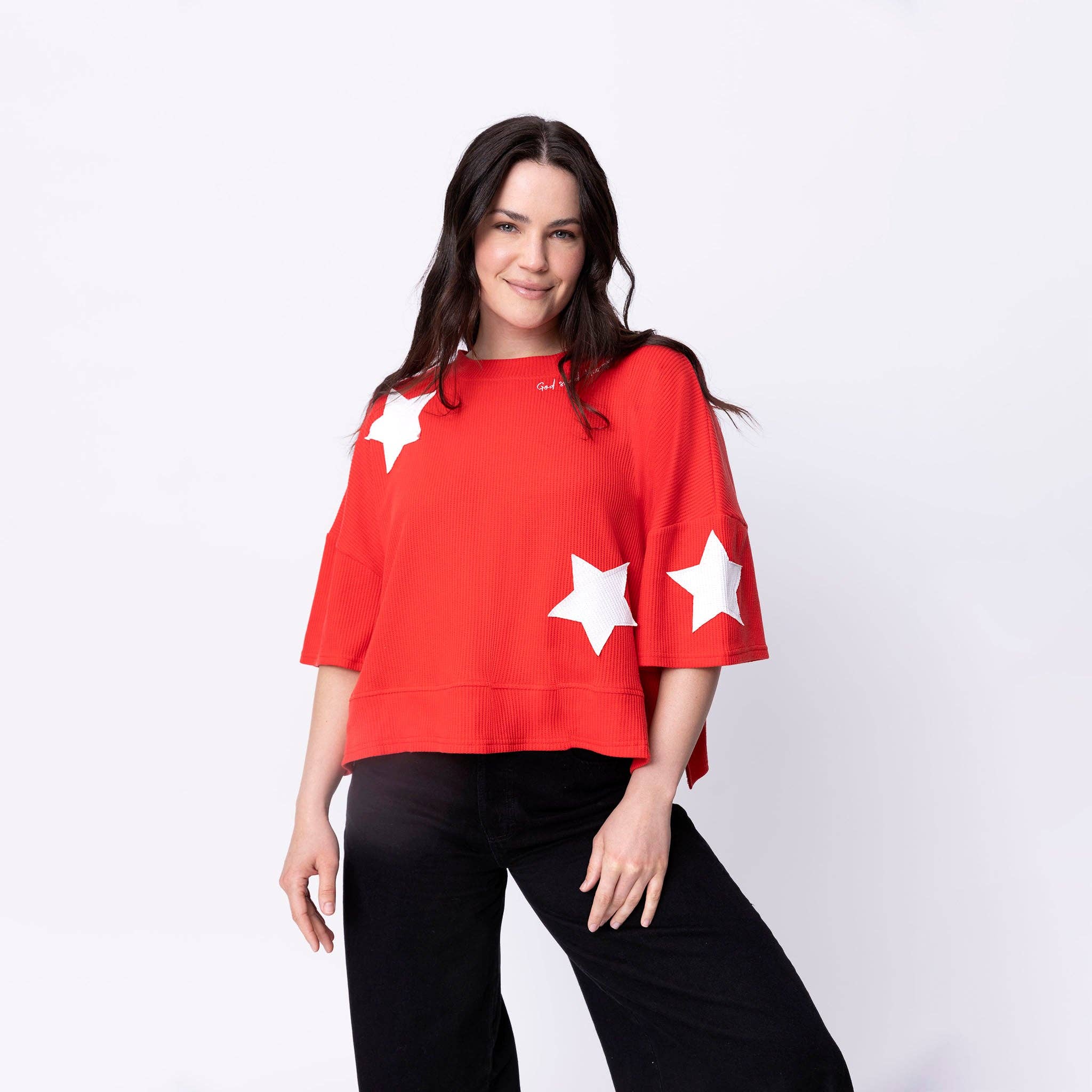 Love in Faith - Wholesale Knit Top - Women's - God Shed His Grace Waffle Knit Boxy Tee6