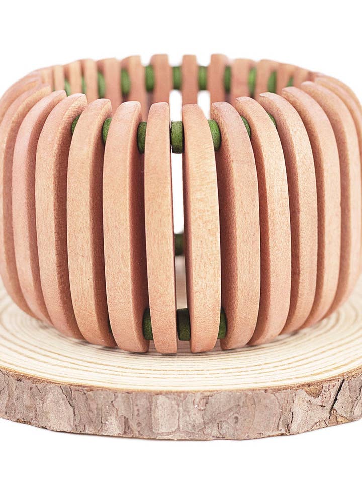 Elastische armband met houten kralen voor wholesale door NOA ECCO