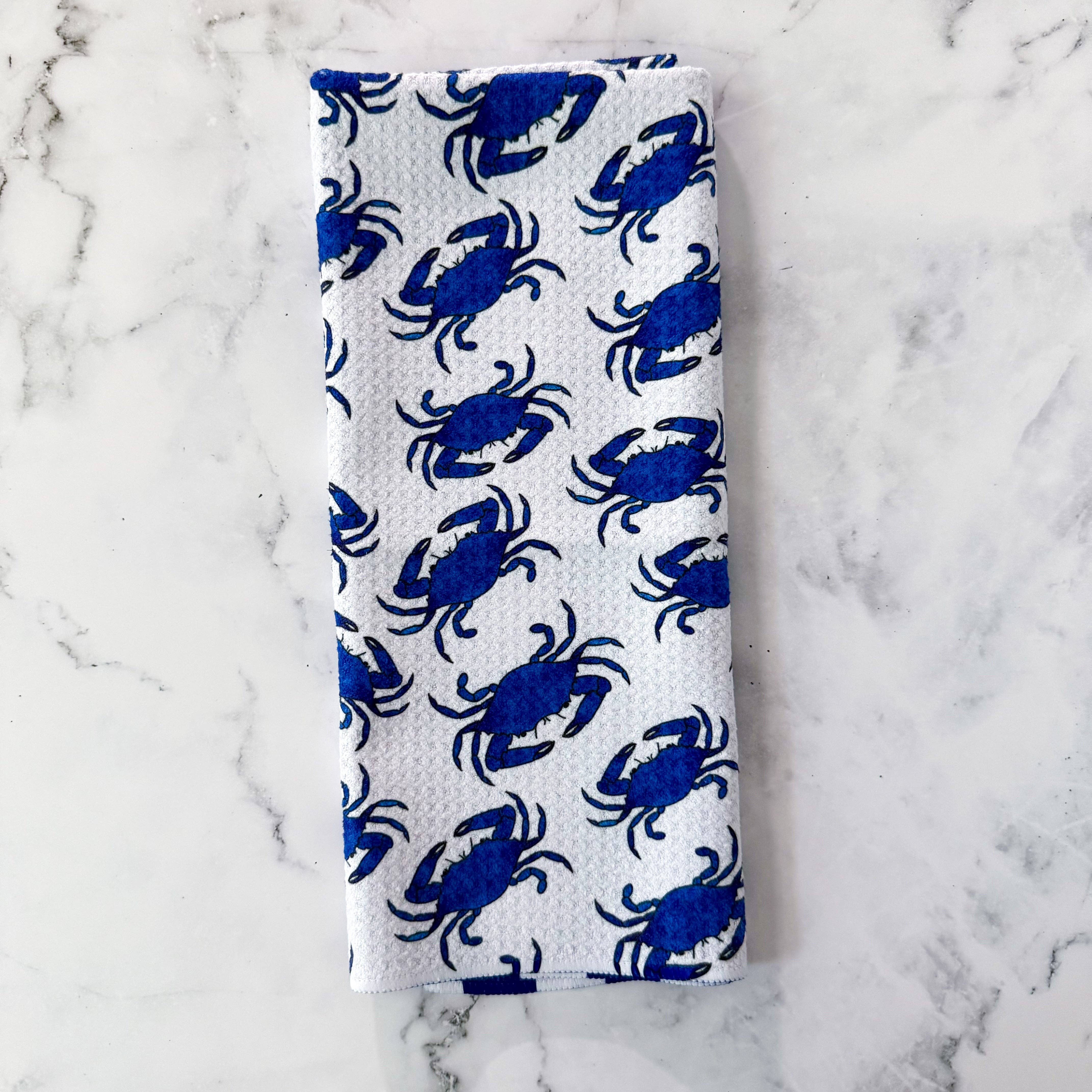 Jami Creates - Wholesale Tea Towel - Maryland Blue Crab Double Sided Patterned Waffle Kitchen Dish Towel0