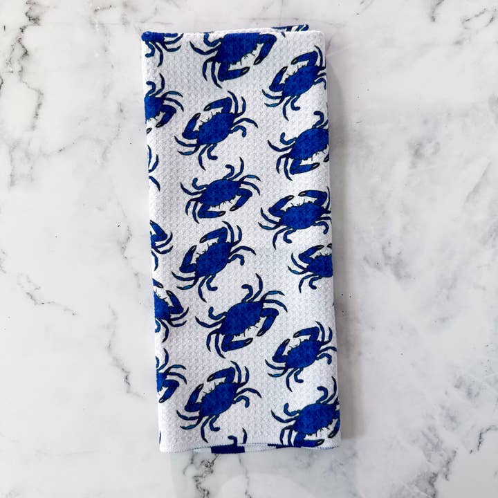 Jami Creates - Wholesale Tea Towel - Maryland Blue Crab Double Sided Patterned Waffle Kitchen Dish Towel