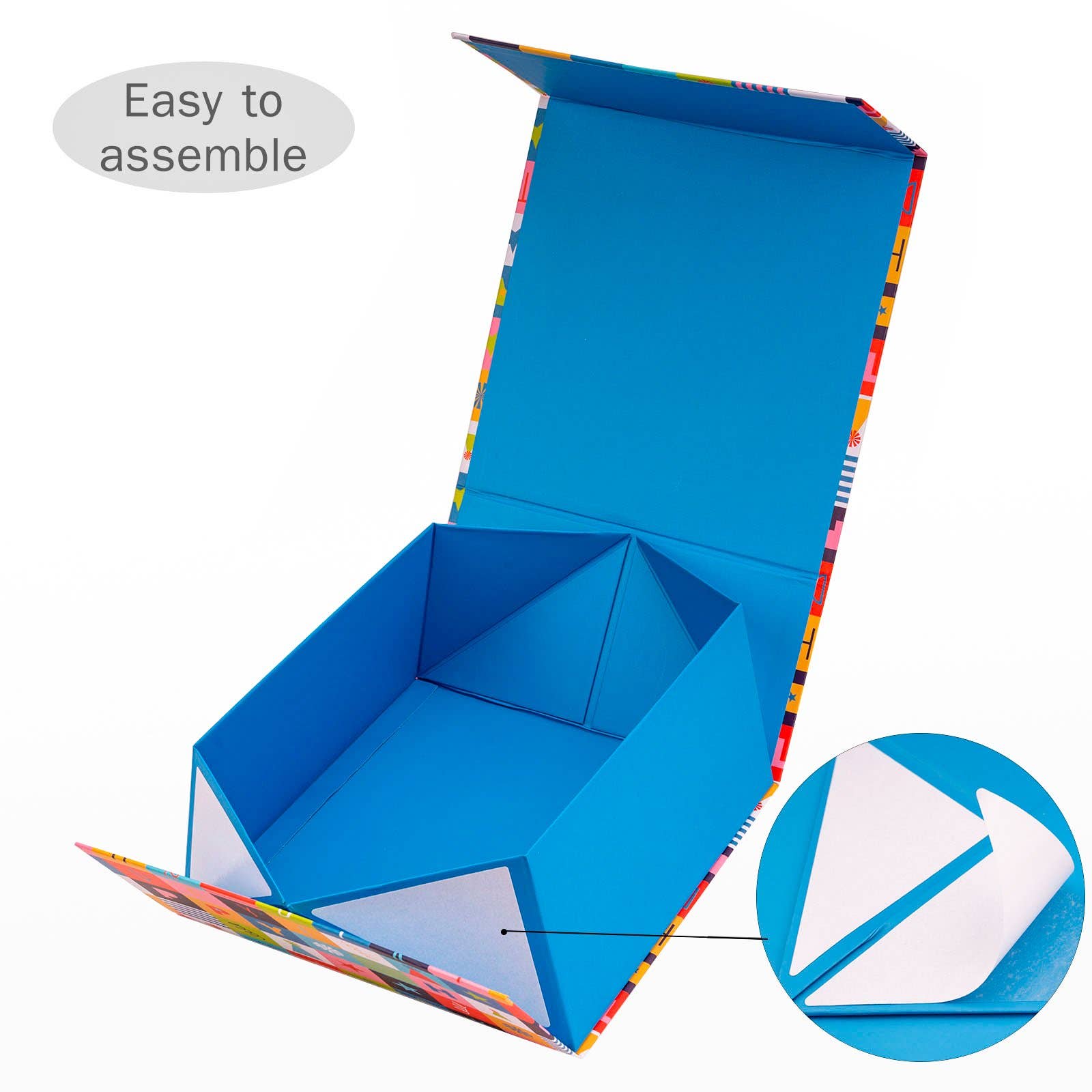 LA Ribbons Wholesale – Engroshandel Gaveæske – 20 cm x 20 cm x 10 cm sammenklappelig gaveæske med 2 stk. hvidt silkepapir og magnetisk firkantet klaplåg | Firkantet blokering5