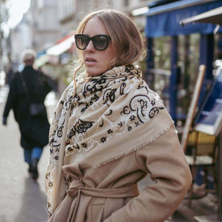 Maison Lecomte Flament - Wholesale Scarf - Women's - Beige cash FW24/25 scarf bandana2