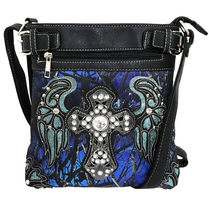 Cross Angel Wings Tree Camouflage Skuldertaske for engroshandel hos Lunar Deer