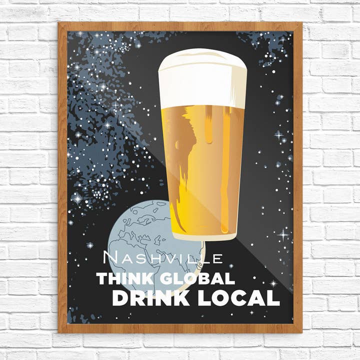 Pas 11" x 14" Think Global Drink Local Print aan voor wholesale door Fridgedoor