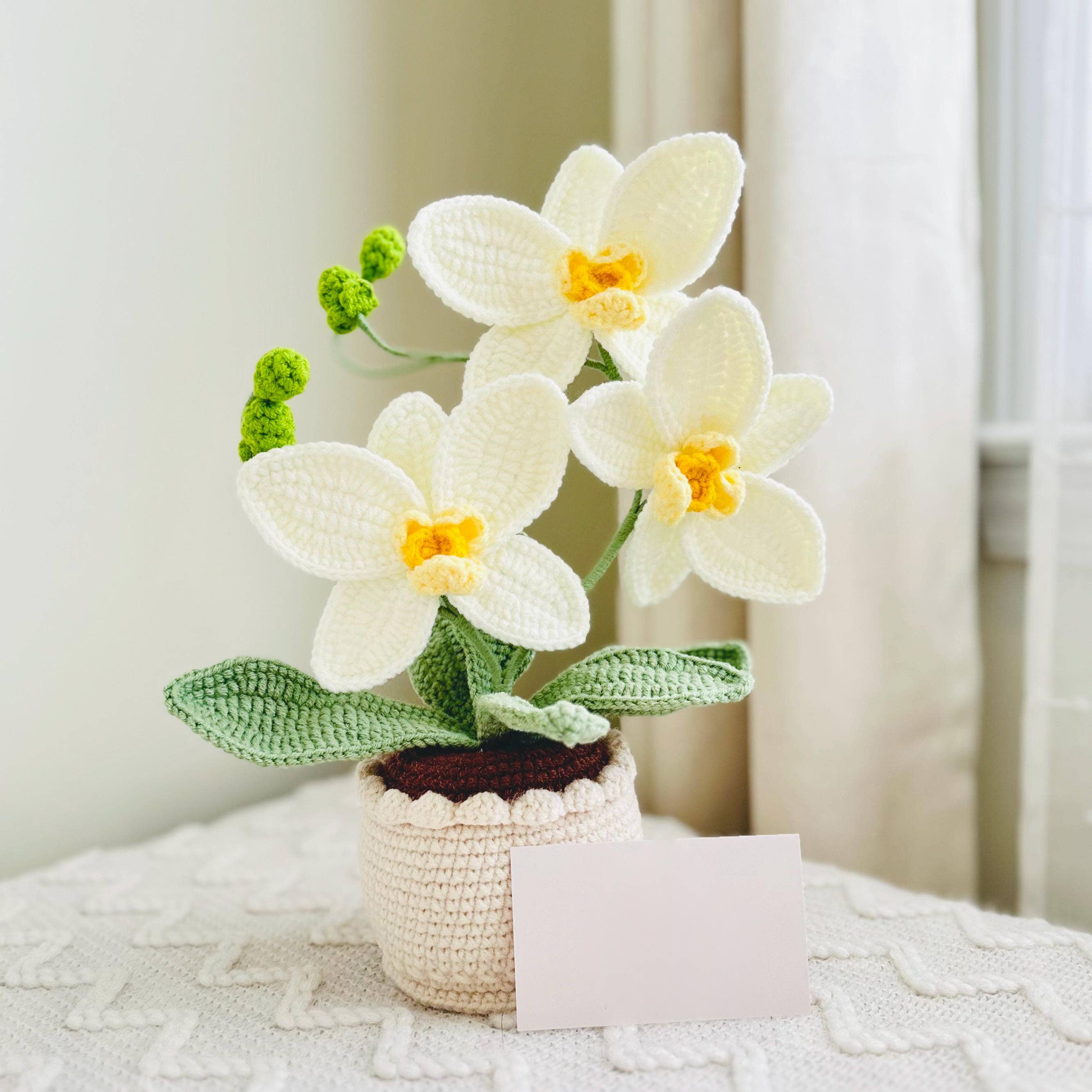 TOMOPOD LLC - Vente Peluche – enfant et bébé - Orchidée au crochet, Fleur au crochet, Décoration d'orchidée faite main pour la maison1