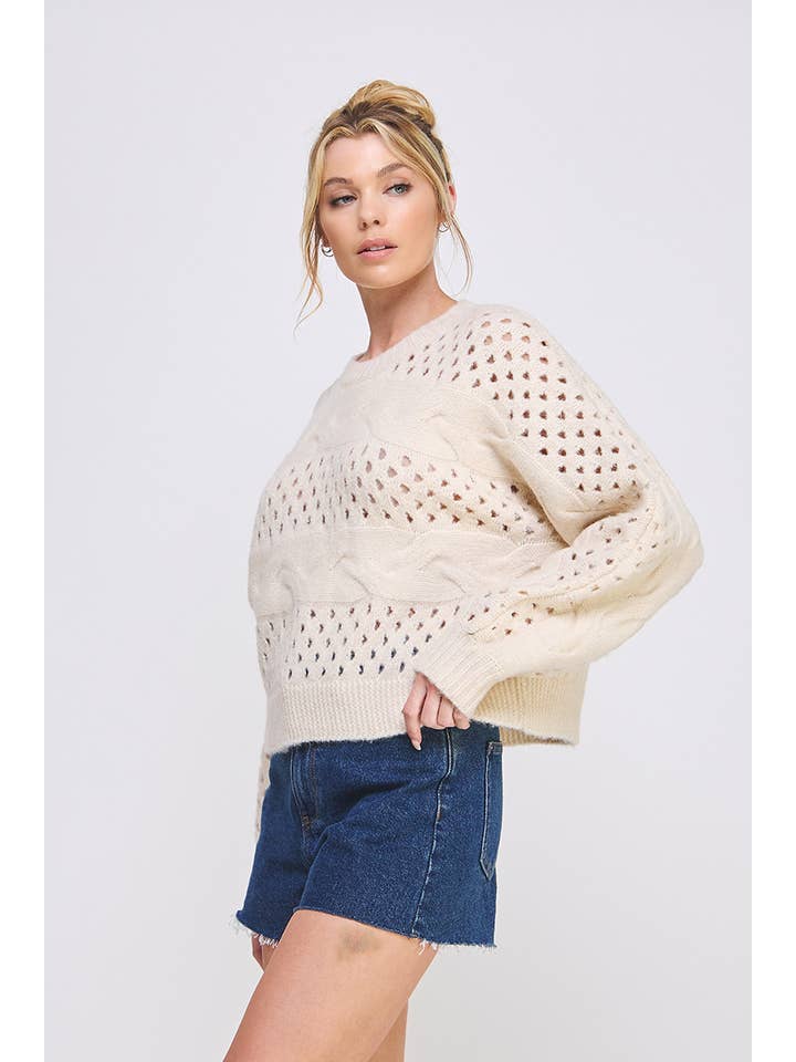 Allie Rose - Wholesale Knit Sweater - Women's - Open Knit Oversized Sweater5
