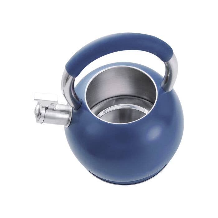STP - Wholesale Kettle - Stainless Steel Blue Whistling Kettle with Silicone Handle