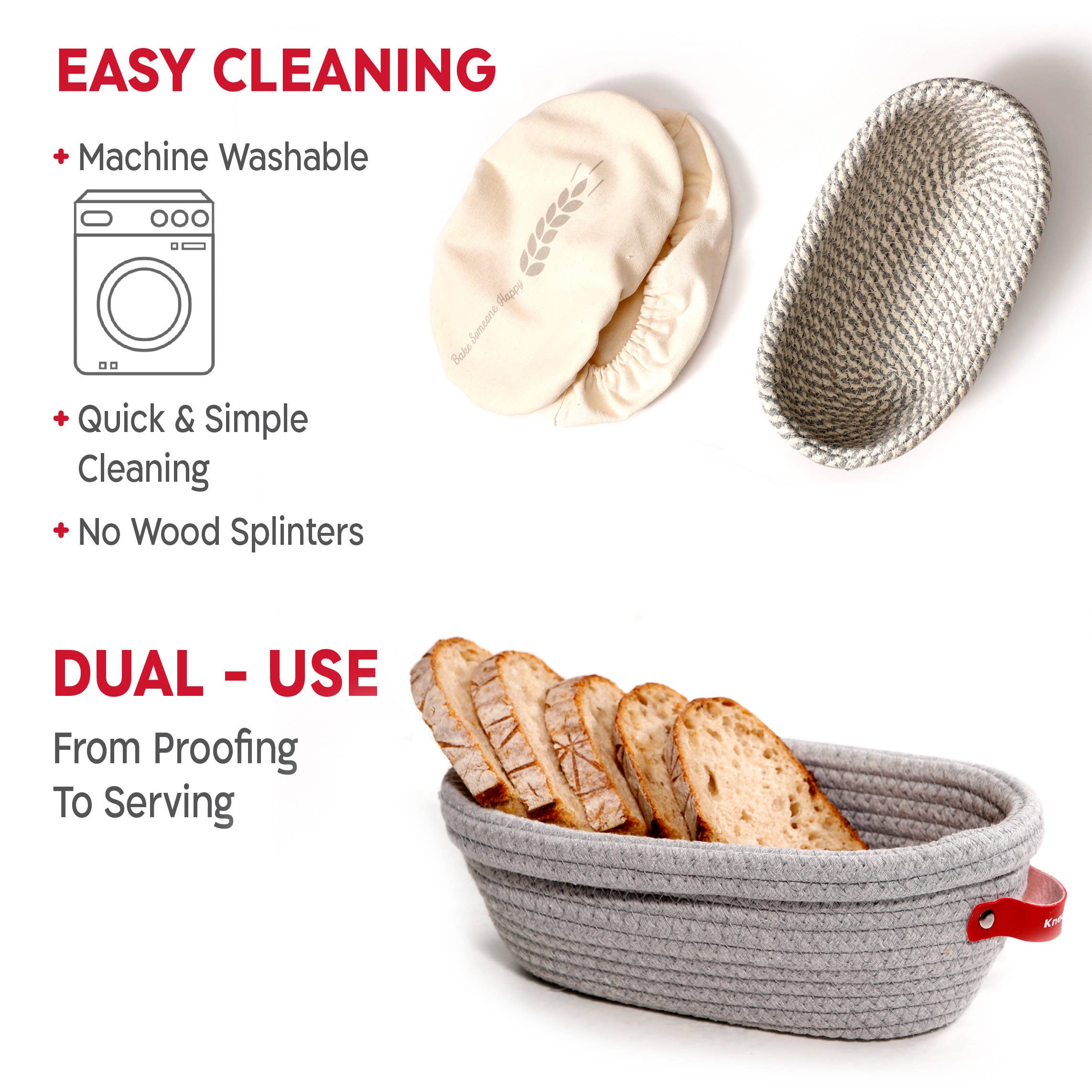 KneadAce - Wholesale Kitchen Tool/Gadget - KneadAce Sourdough Kit: 24oz Jar, 2xOval Baskets, Bread Lame1