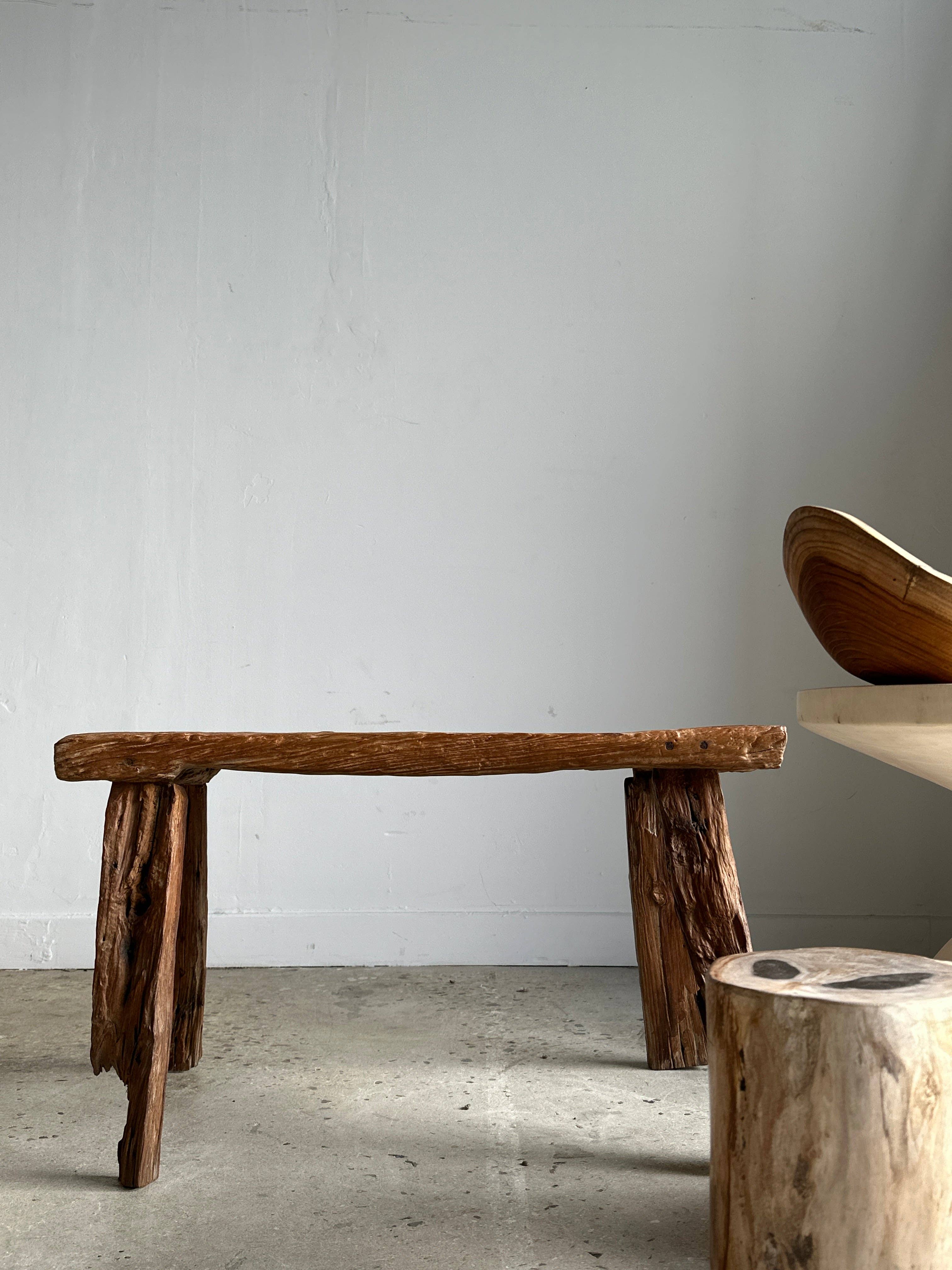 Office Objets - Wholesale Bench - Small organic bench in upcycled Asian teak quadripod openwork seat - Matahari15