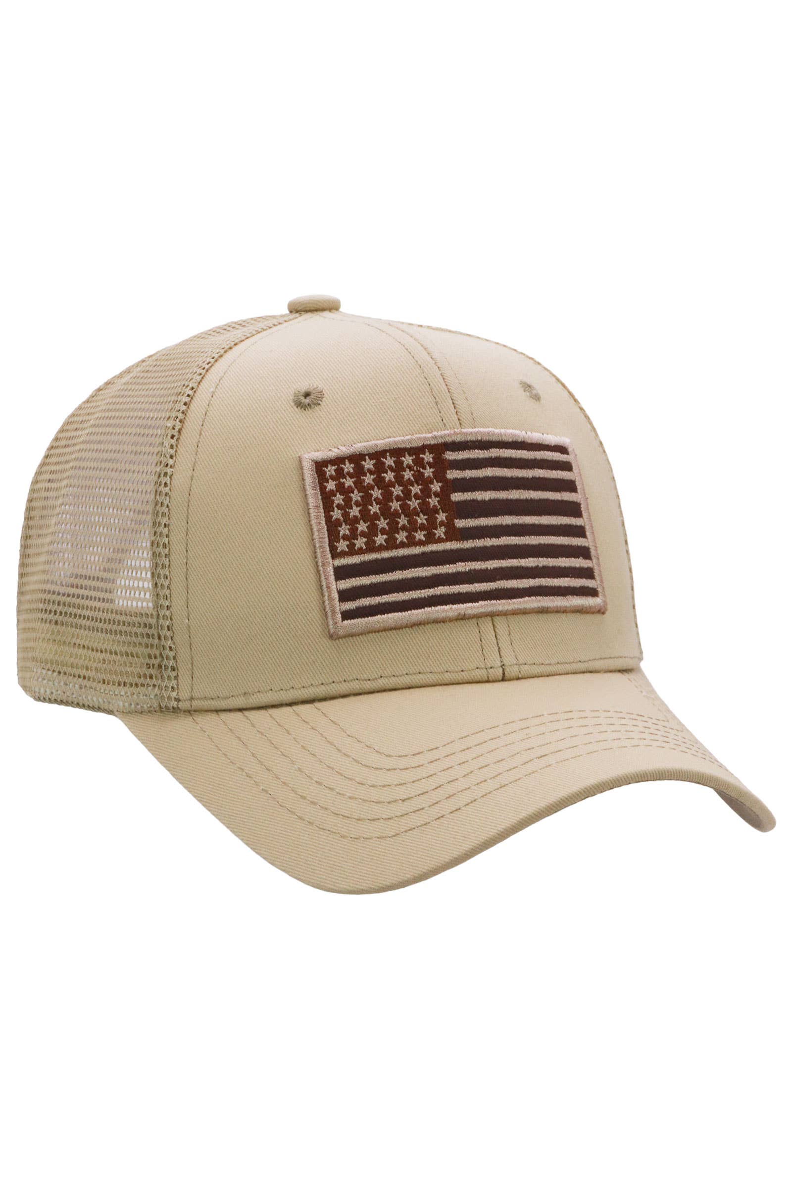 Cap Zone - Wholesale Trucker Hat - Unisex - American Flag Patch Cotton Trucker Hat2