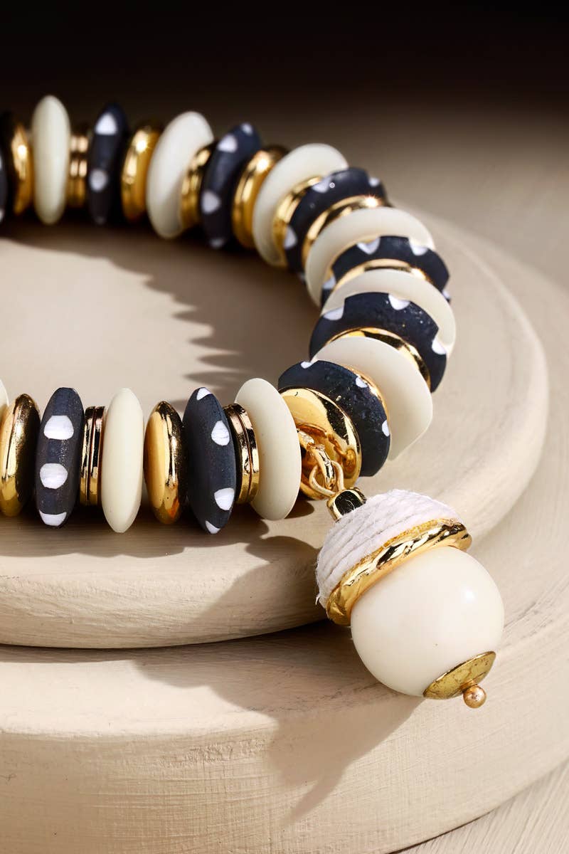 Black Bk  Handcrafted Metal & Bone Bead Bracelet for wholesale on Faire1