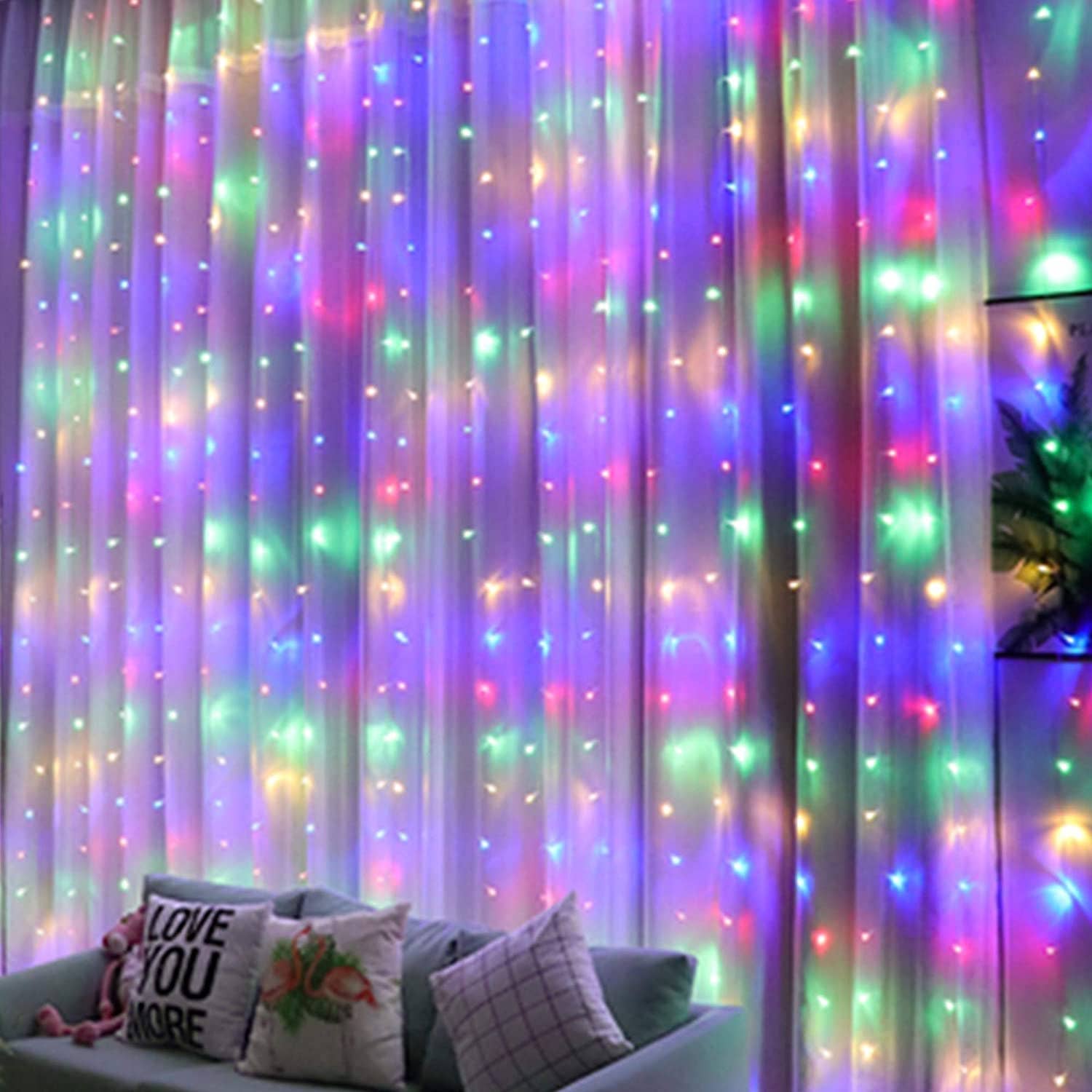 Perfect Holiday - Wholesale String Lights - 300 LED Curtain Lights USB Remote - Rainbow14