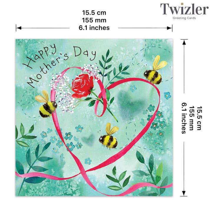 Twizler Ltd - Venta al por mayor Tarjetas del Día de la Madre - Lindo Día de la Madre - Heart & Bees2