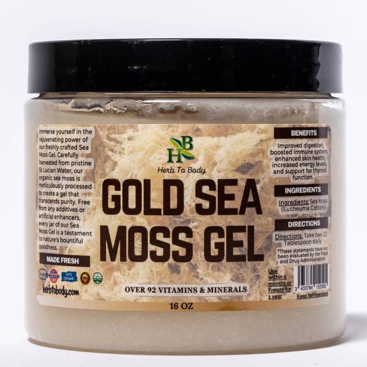 Herb To Body - Wholesale Oral Supplement/Vitamin - Gold Sea Moss Gel Jar - Wildfracted - Non-GMO - Organic5