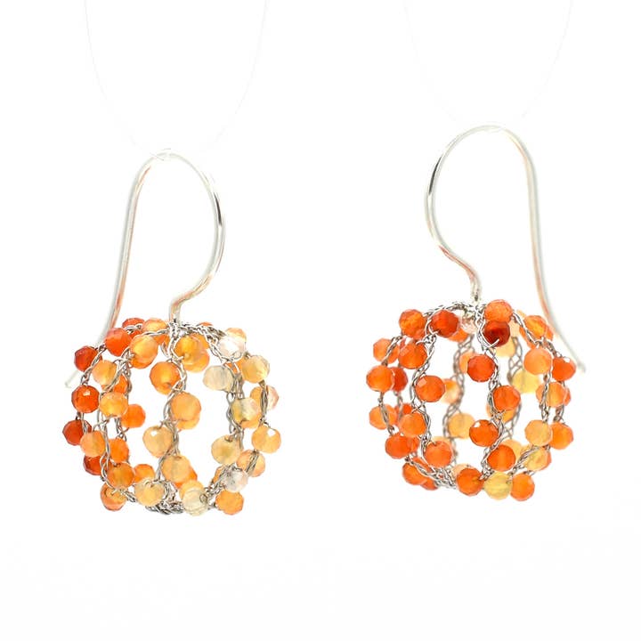 Ball Earrings Carnelian multi ombré for wholesale by Spitzenstücke