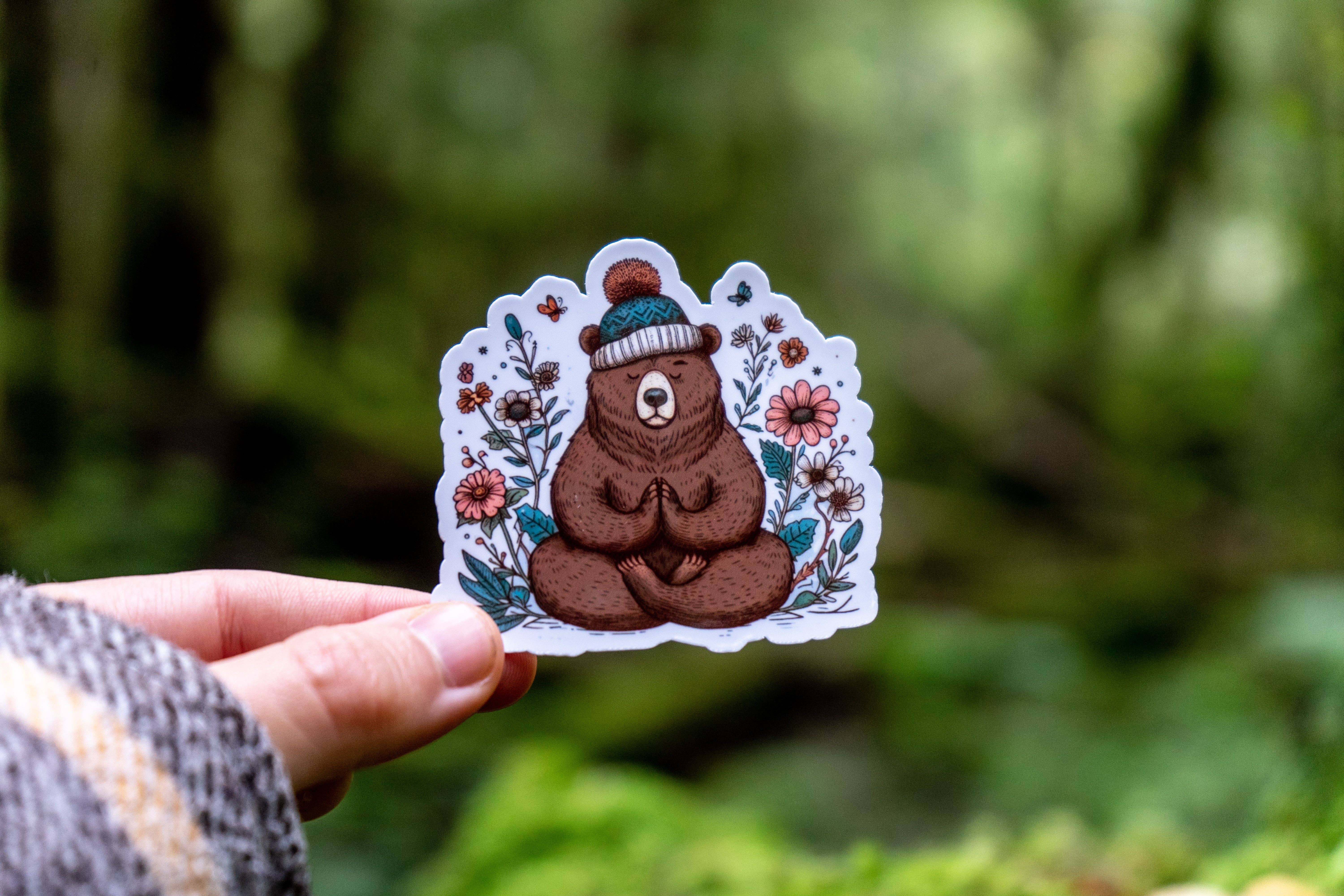 Mindful over Mind Full - Wholesale Sticker - The Yogi Bear Sticker | Yoga Sticker | Nature Lover 1