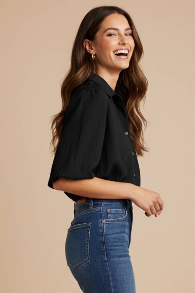 Naked Zebra - Wholesale Blouse - Women's - Short Sleeve Cropped Button Up Blouse17