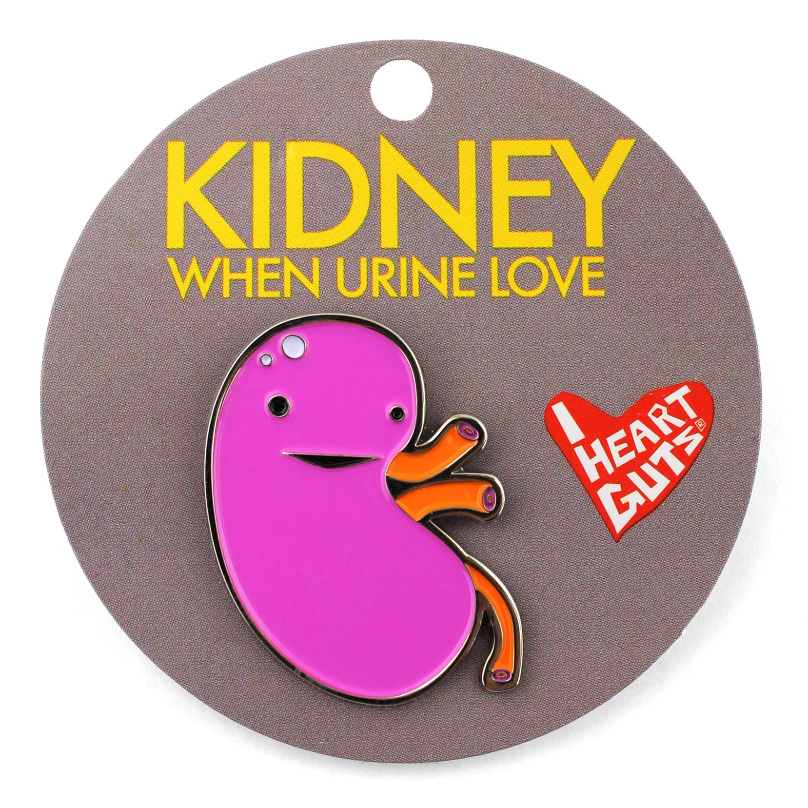 I Heart Guts | Organ Plushies Wholesale - Wholesale Lapel Pin/Button - Kidney Enamel Lapel Pin - When Urine Love2