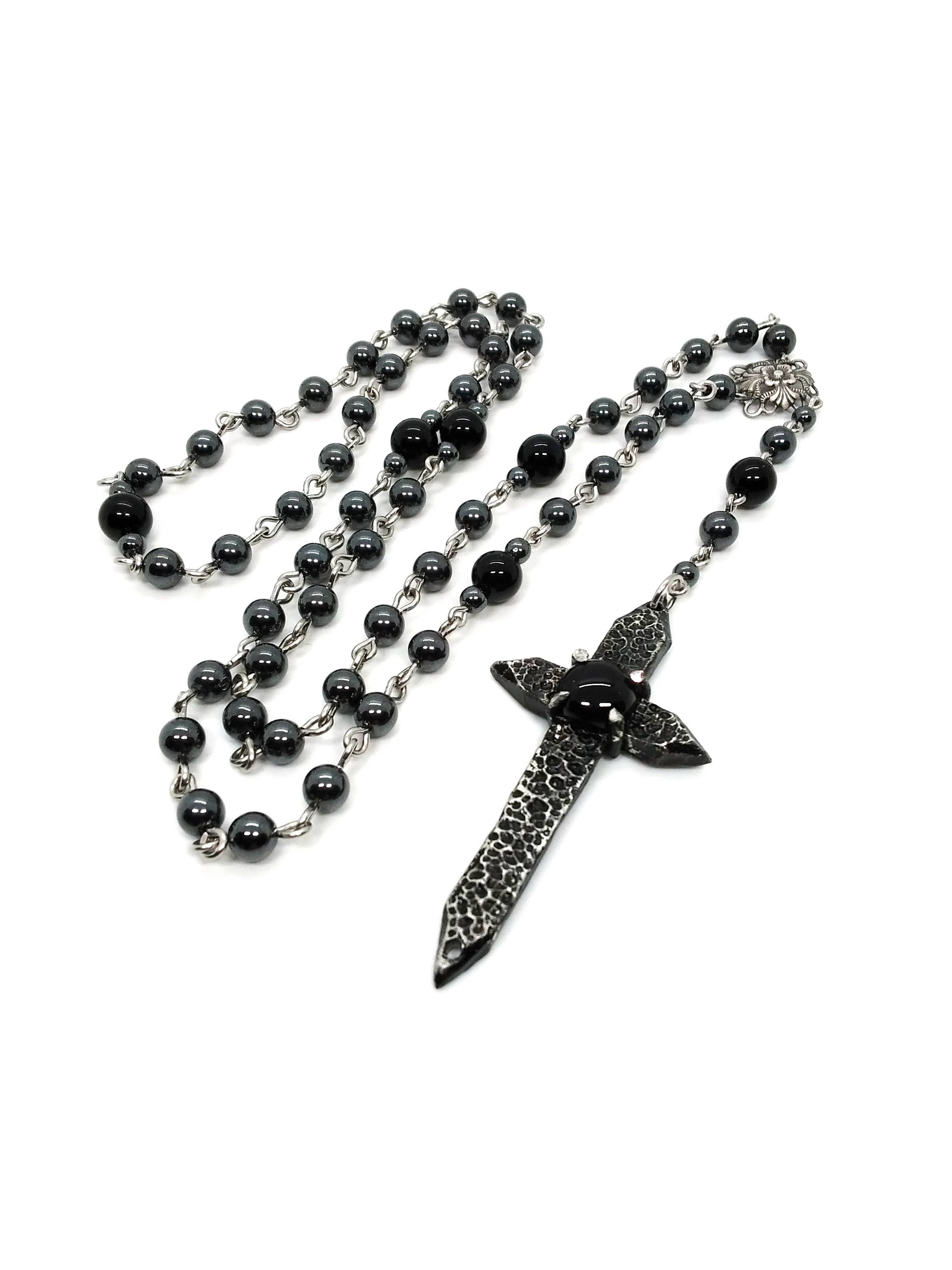 JunkyardBat - Wholesale Prayer Beads Necklace - Spiked Cross Rosary3