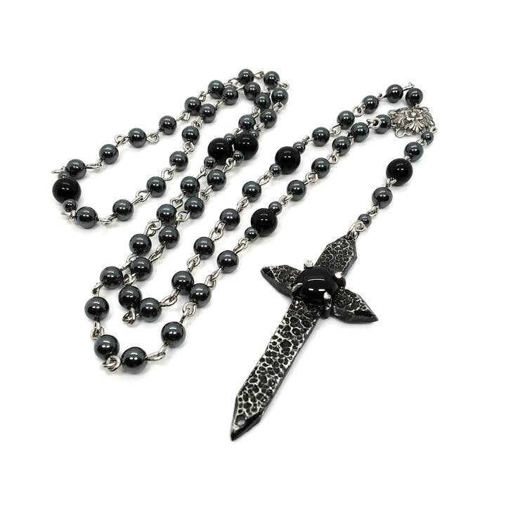 JunkyardBat - Wholesale Prayer beads necklace - Spiked Cross Rosary3