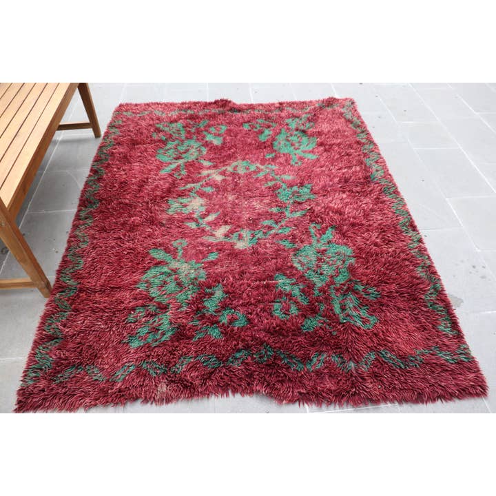 Turkish Vintage Area Rug 5,2x6,6 ft (157x200 cm), Red Patchwork Rug for wholesale by The Loom Wholesale