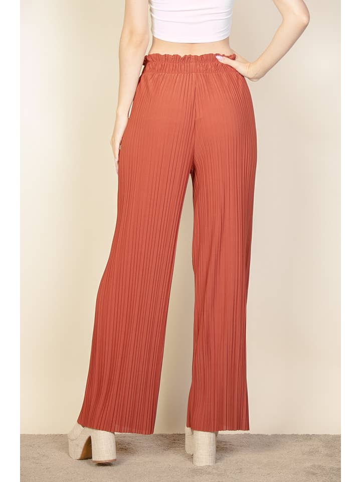 CAPELLA APPAREL - Wholesale Pants - Women's - Pleated Stretch Crepe Pull-On Wide Leg Tie Front Pants7