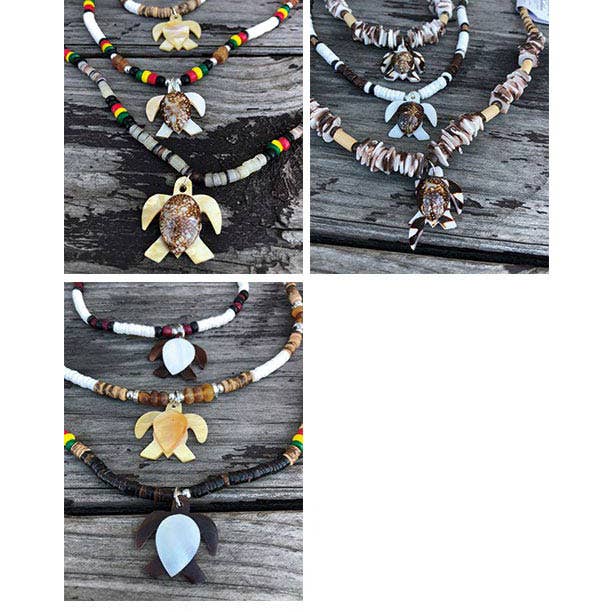 Puka Creations - Wholesale Pendant/Charm Necklace - Shell Necklaces With Turtle Pendants (MM)