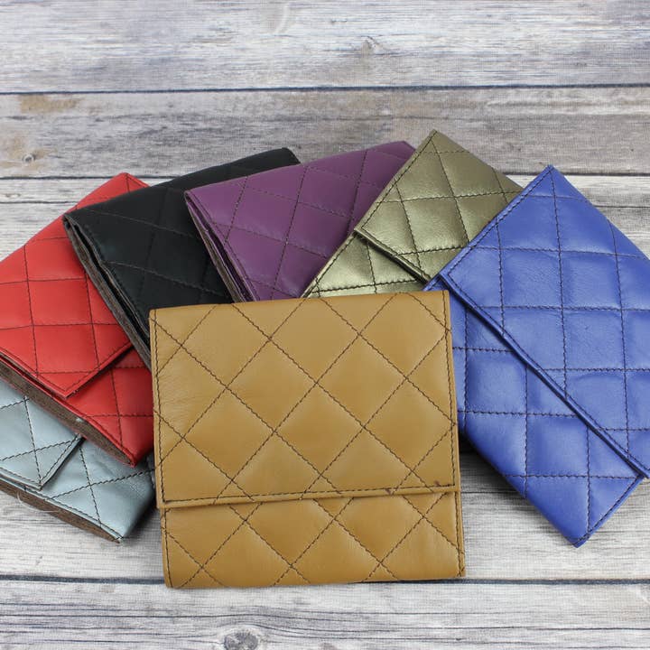 Small Square Quilted Travel Jewelry Case JR 300 for wholesale by Leather Impressions Inc