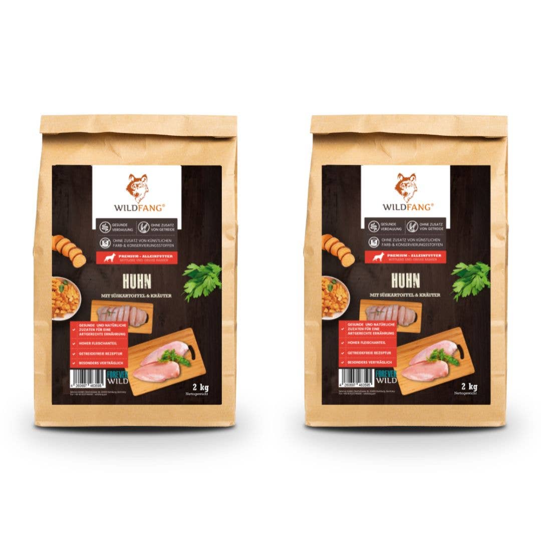 WILDFANG - Wholesale Pet Food - Dog - Adult dry food saver pack 2 x 2 kg with chicken & herbs - grain-free0