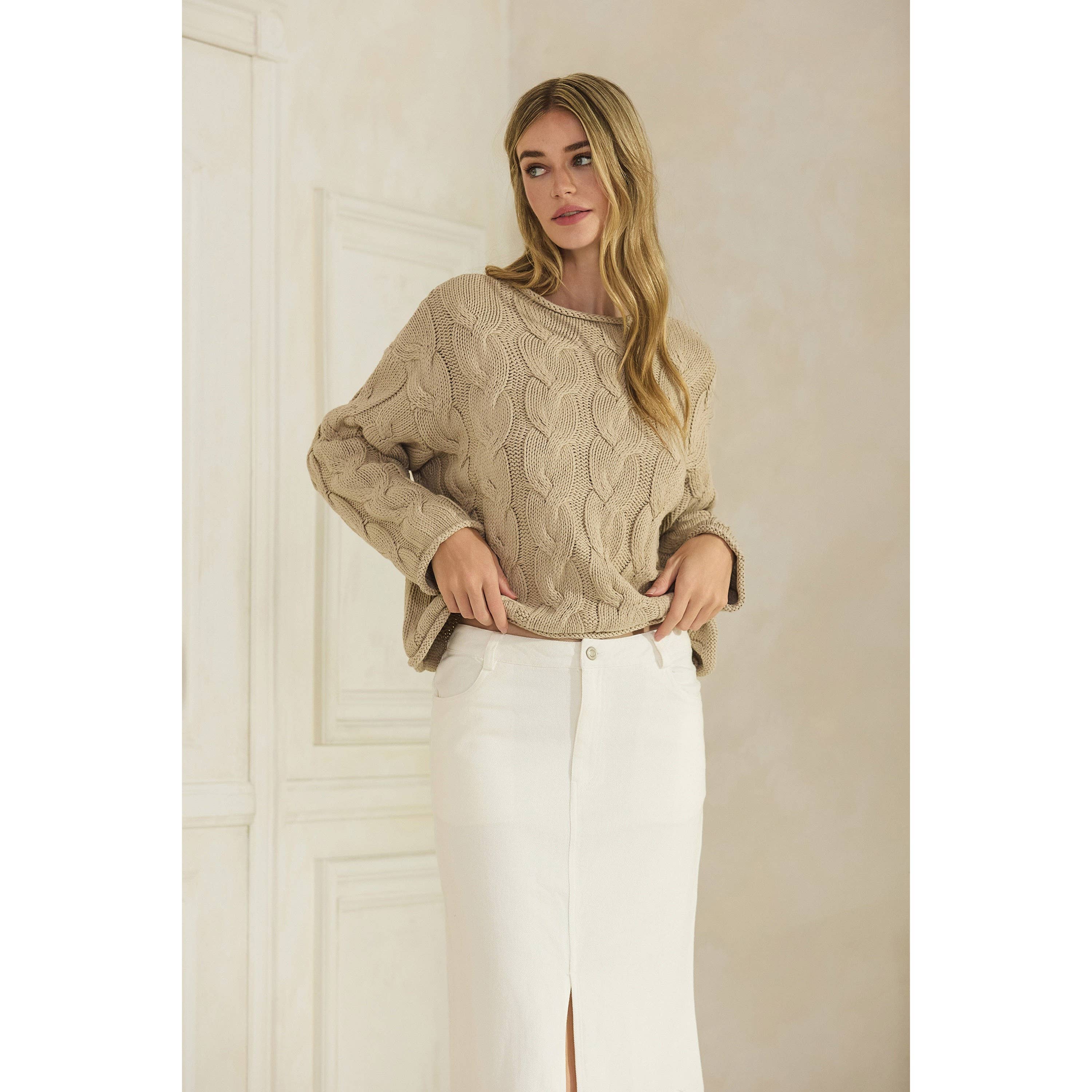 Honey Mango - Wholesale Knit Sweater - Women's - Cable knit sweater12