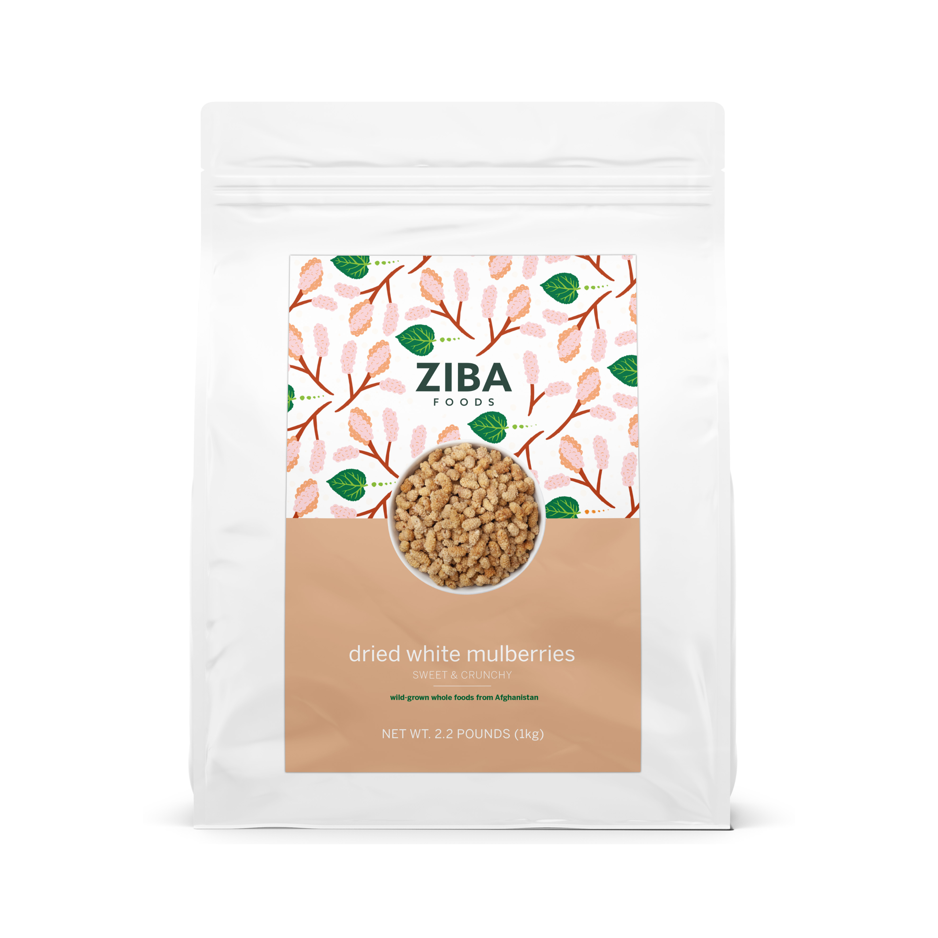 Ziba Foods - Wholesale Dried/Dehydrated Fruit - Dried White Mulberries Bulk, Vegan 1kg0