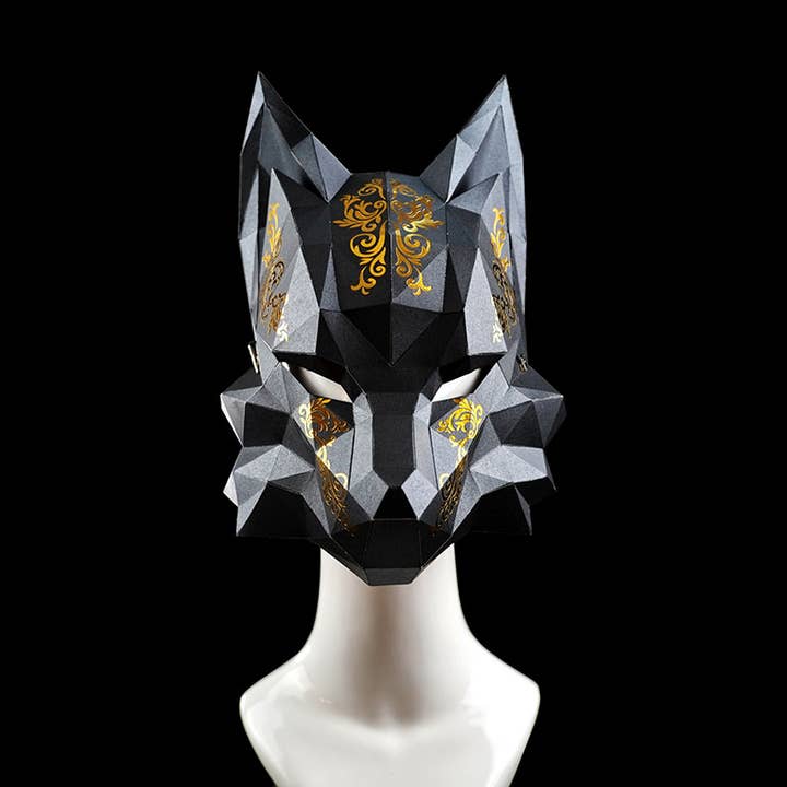 PAPERCRAFT WORLD - Wholesale DIY Craft Kit - 3D PaperCraft Futuristic Fox Origami Mask - Black13