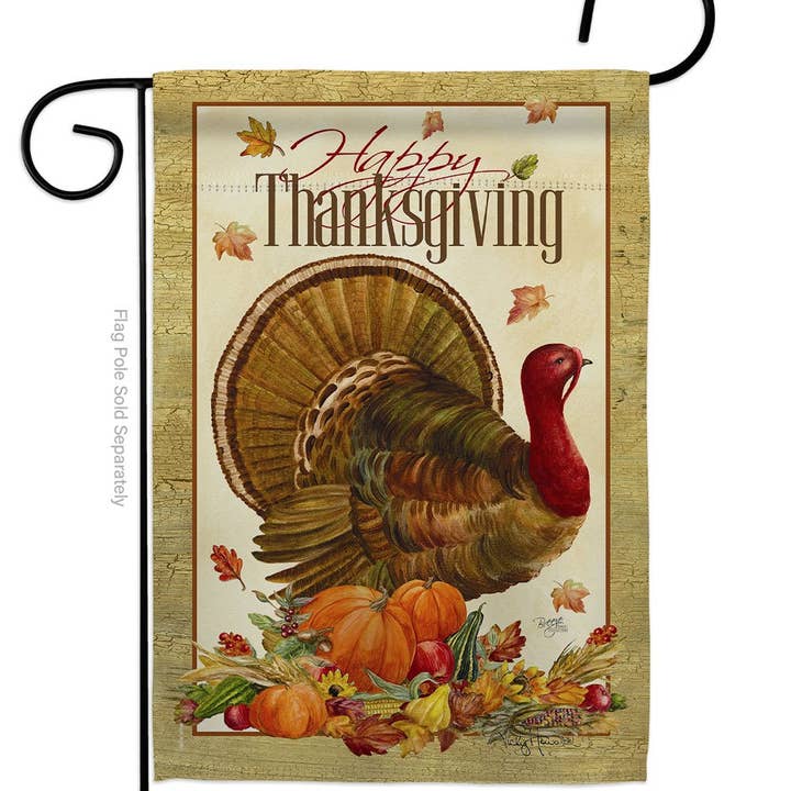 Two Group Flag Co - Wholesale Flag - Thanksgiving Turkey Falltime Bird Decor Flag