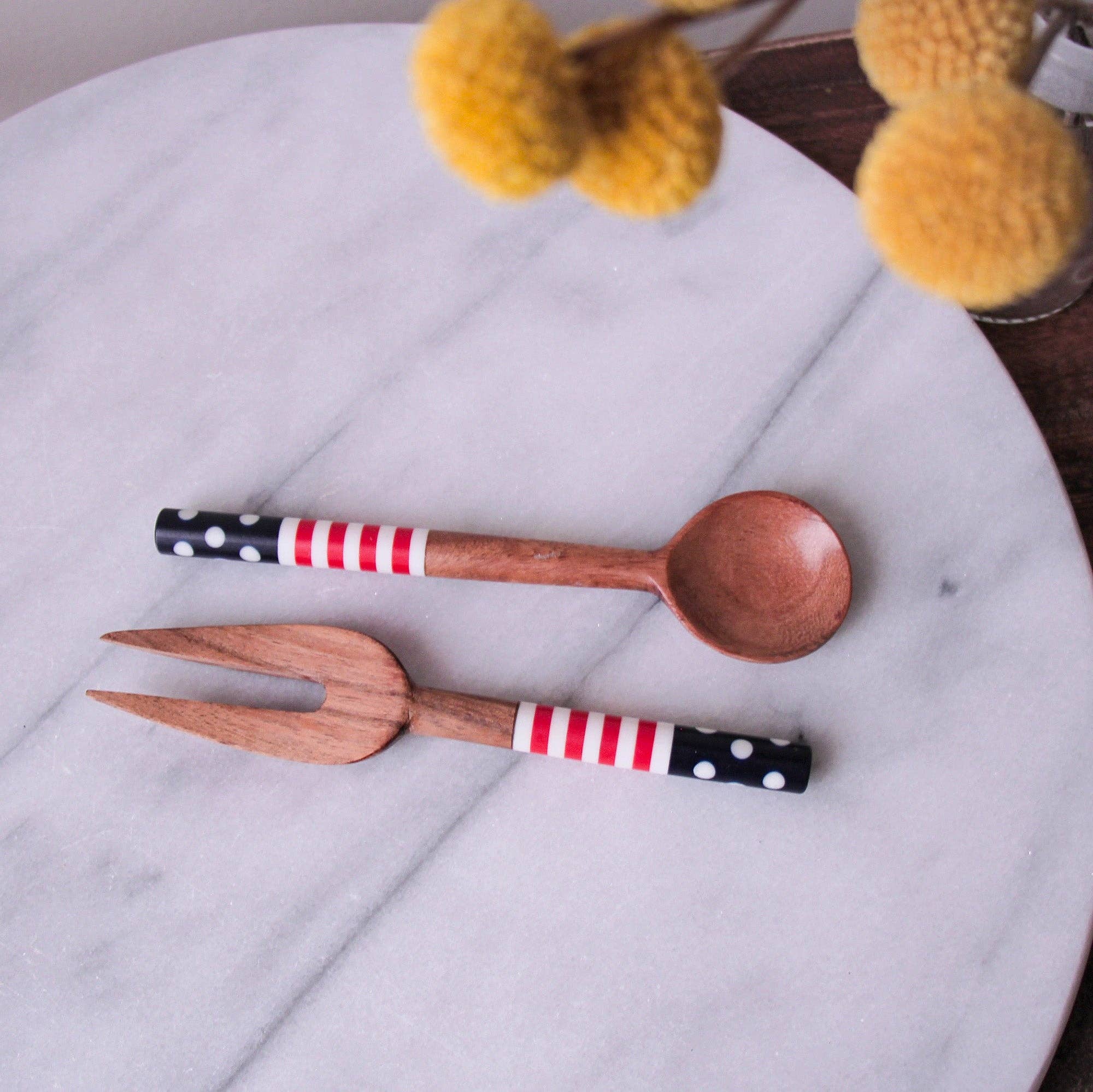 Global Crafts - Wholesale Appetizer Serveware - PACK OF 5 - Set of 2 Acacia Wood Appetizer Set1