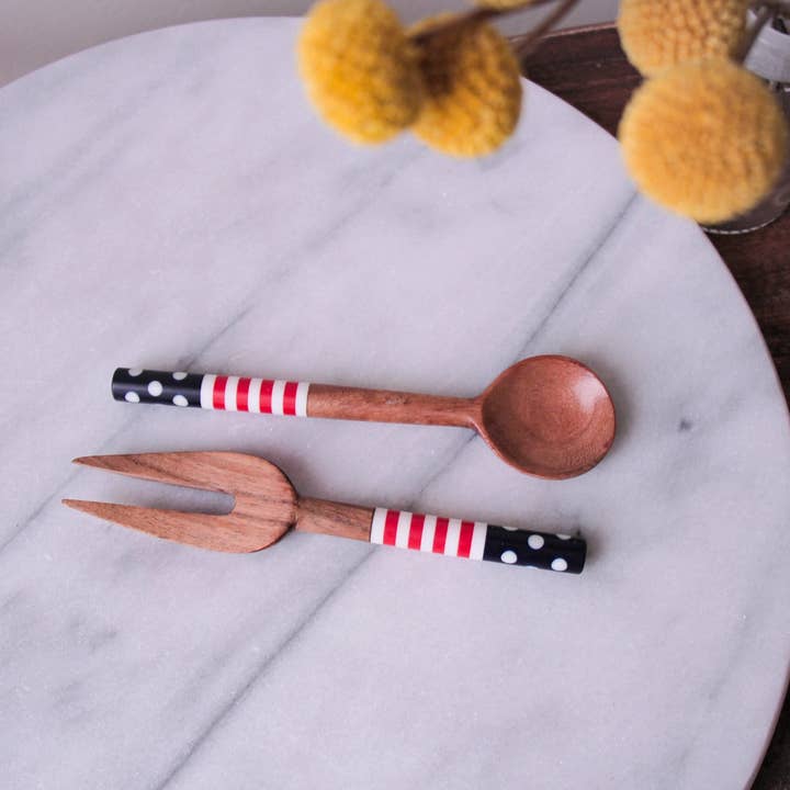 Global Crafts - Wholesale Appetizer Serveware - PACK OF 5 - Set of 2 Acacia Wood Appetizer Set1