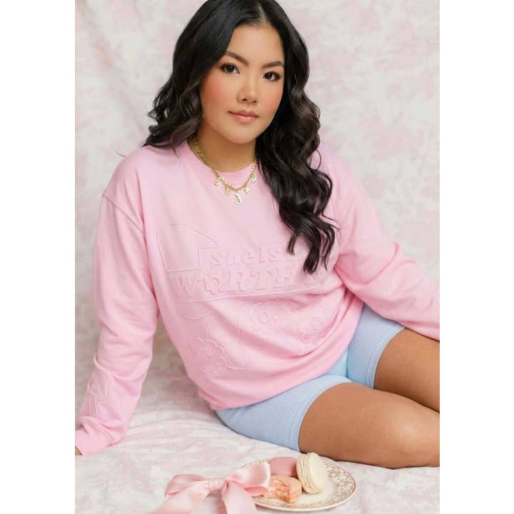 Spring 2026 - She Is Worthy Bow Emboss Sweatshirt for wholesale by JadyK