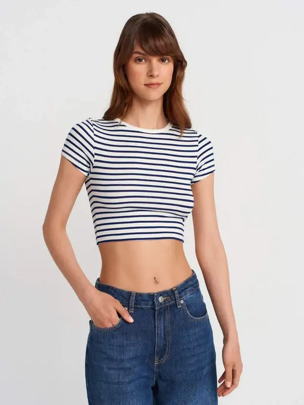 My 9Teen - Wholesale T-Shirt - Women's - Horizontal Stripes Crop Tee4