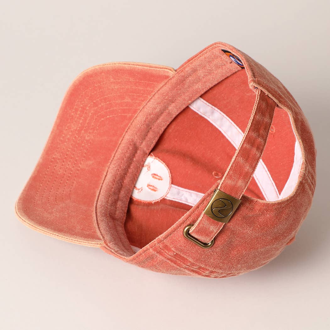 Fashion City - Wholesale Baseball Cap - Women's - Happy Face Embroidered Cotton Baseball Cap5