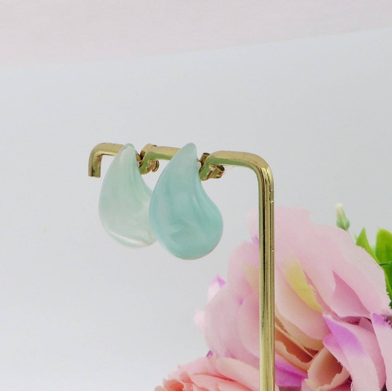 Daemon srls – Brincos de argola por atacado – DROP SUMMER - Brincos gota bombê em aço inoxidável com resina semitransparente, par3