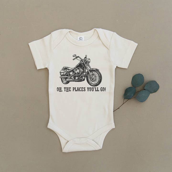 Urban Baby Co. - Wholesale Bodysuit (Non-Footed) - Baby - Oh The Places You'll Go Motorcycle Organic Baby Onesie & Tee