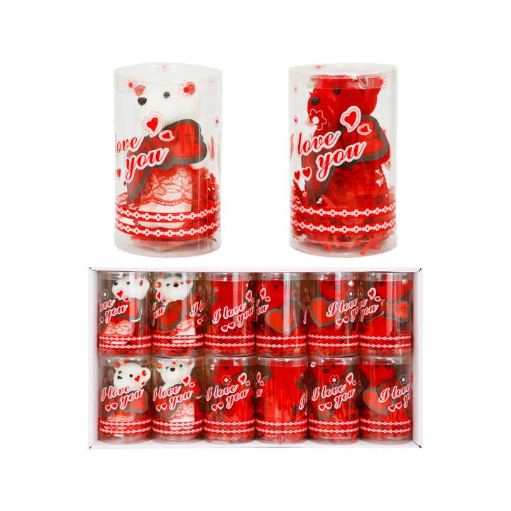 Cap Zone - Wholesale Decorative Tabletop Object - I Love You Foam Bear Gift Barrel Box