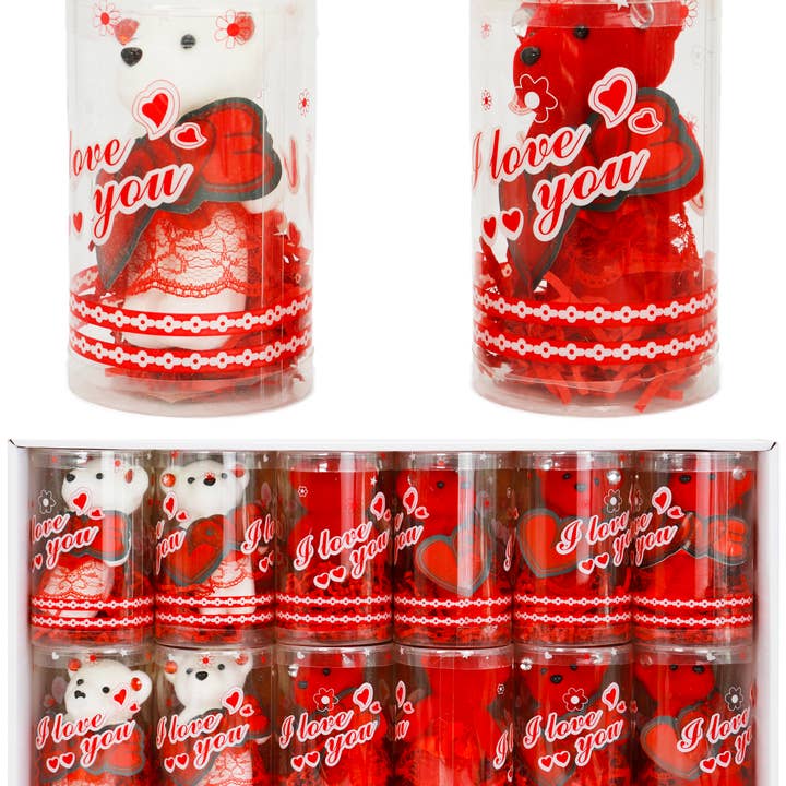 Cap Zone - Wholesale Decorative Tabletop Object - I Love You Foam Bear Gift Barrel Box0