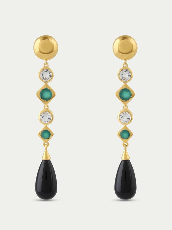 Gouttes Carmen Deco - Onyx Vert & Topaze Blanche pour la vente par Sophie Blake