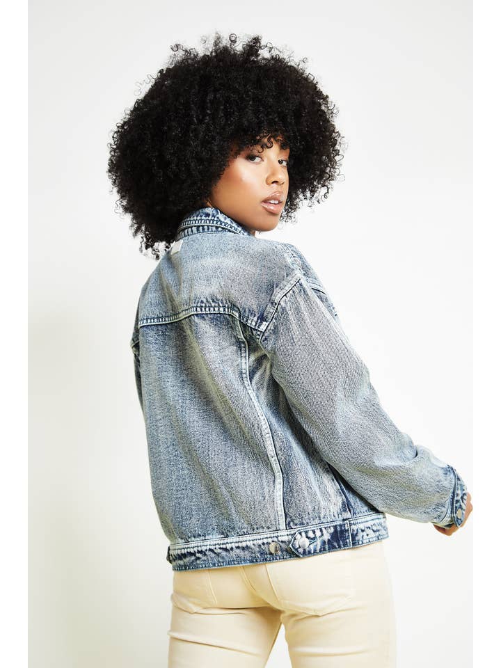 JMOJO UK Limited – wholesale Jeansjackor – Dam – OVERSIZE JEANSJACKA - BLUE WASH